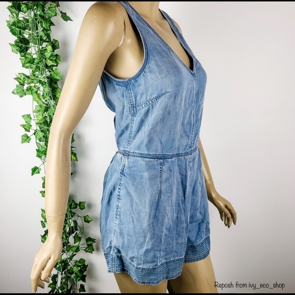 Rag & Bone Denim Romper Tie Up Small - Picture 2 of 9